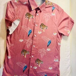 Ted Baker Pink Shirt with Tiger and Parrot Design